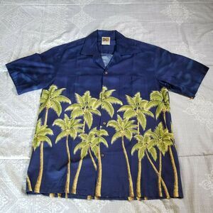 Winnie Fashions Men's Hawaiian Aloha Shirt Palm Trees Coconuts Large